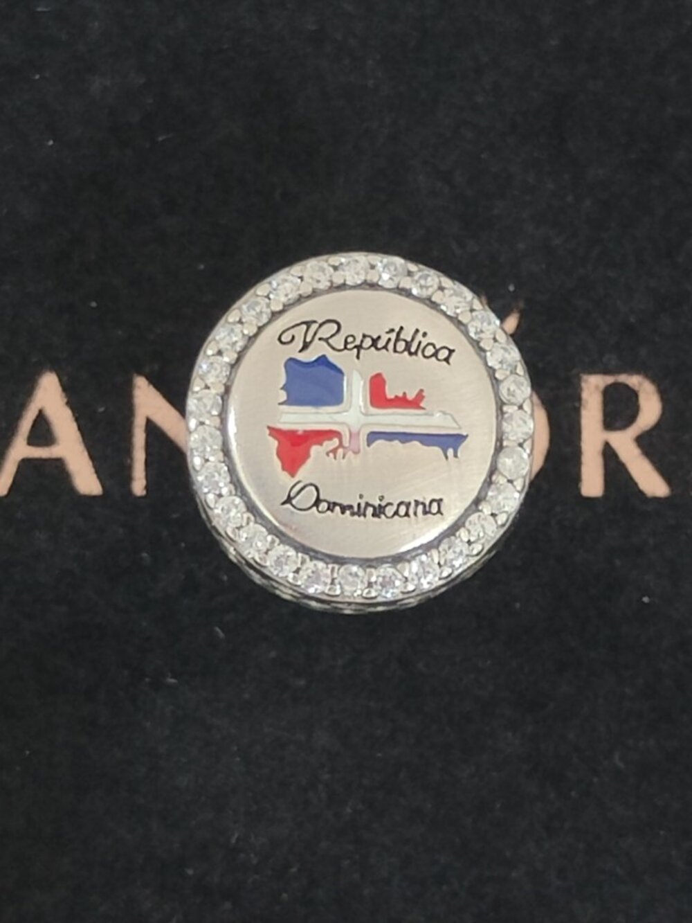 Pandora Dominican Republic CZ Bead Travel Charm S925 Silver Pendant with box